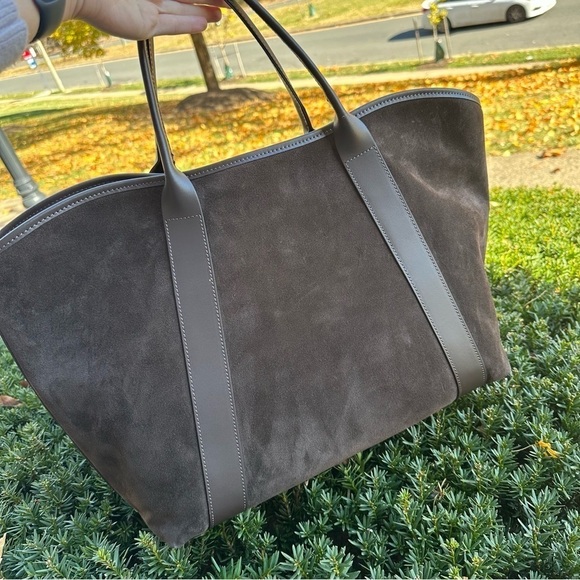 Classic Dark Brown Suede Tote Bag - Picture 2 of 11